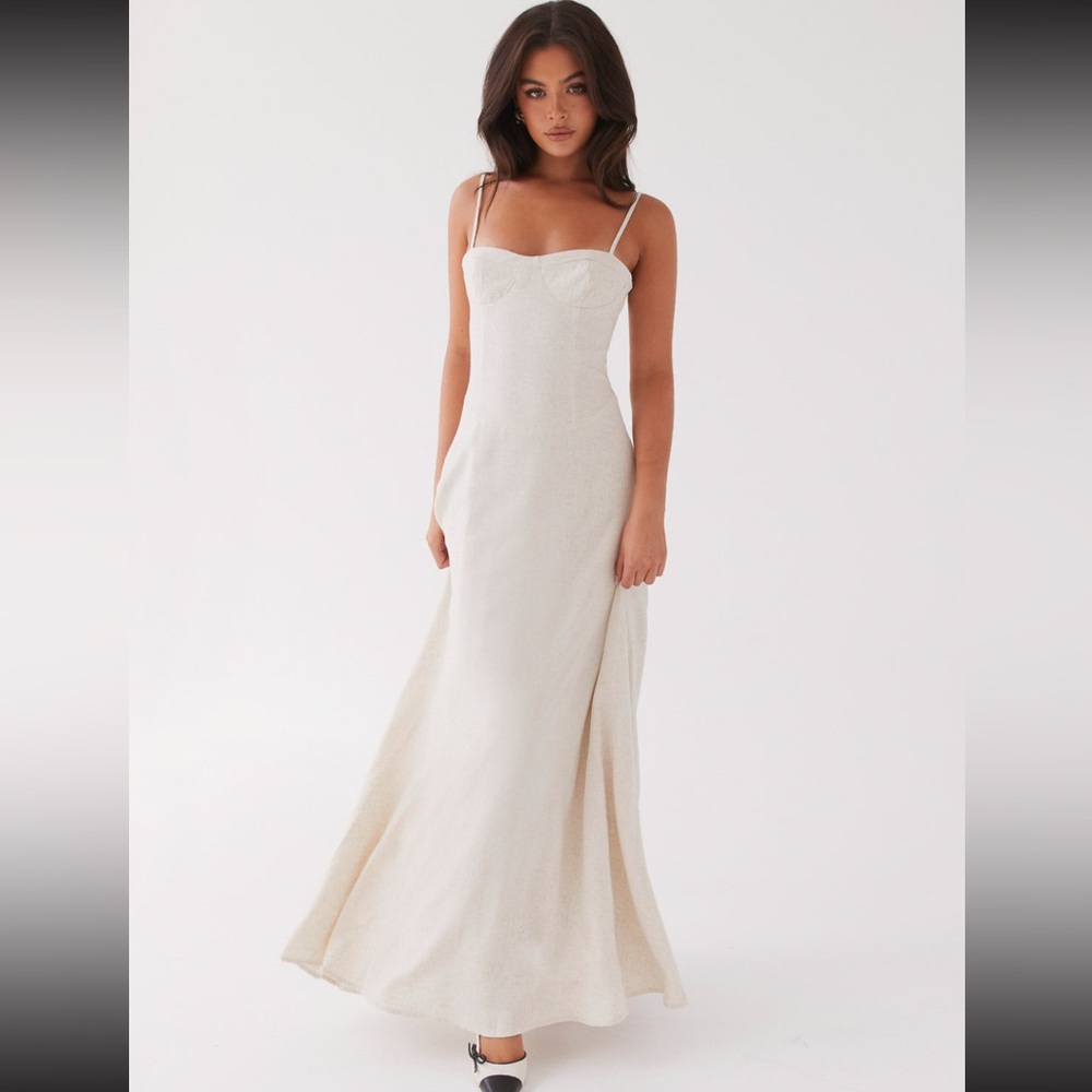 PEPPERMAYO Angelina Linen Maxi Dress - Oatmeal